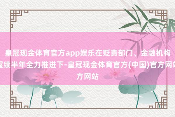 皇冠现金体育官方app娱乐在贬责部门、金融机构握续半年全力推进下-皇冠现金体育官方(中国)官方网站