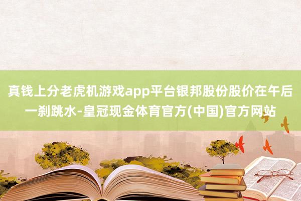 真钱上分老虎机游戏app平台银邦股份股价在午后一刹跳水-皇冠现金体育官方(中国)官方网站